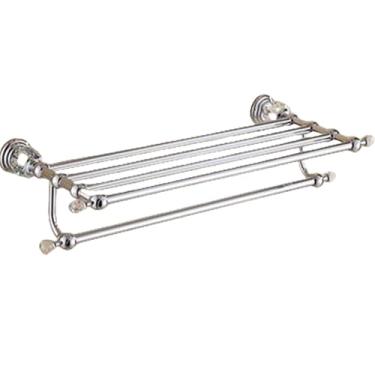 Imagem de Prateleira de chuveiro de bronze suporte de papel higiênico prata cristal fixado na parede barra de toalha titular escova de toalete acessórios do banheiro conjunto, toalheiro