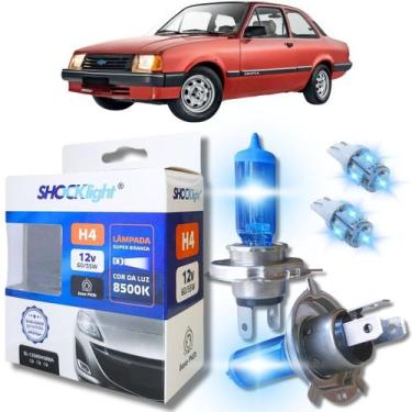 Imagem de Kit par lâmpadas super branca conector h4 8500k shocklight + par leds 