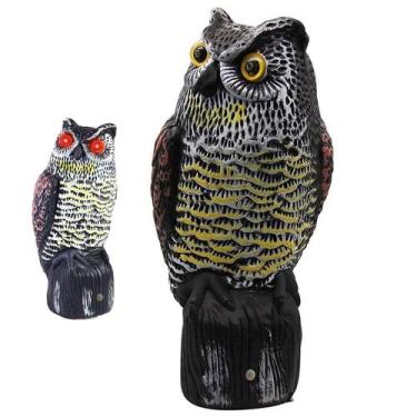 Imagem de Coruja Solar Acende Olhos Barulho Realista Repelente Afasta Animais Pr