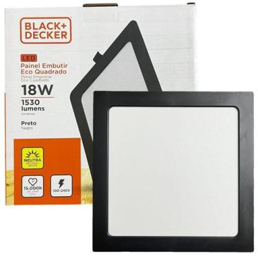 Imagem de Painel Plafon Quadrado Embutir 18w Preto Branco Neutro 4000K - Black+D