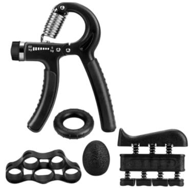 Imagem de Kit Hand Grip Fortalecedor de Mão Dedo Punho Antebraço Ajustável Profissional Fisioterapia (Preto)