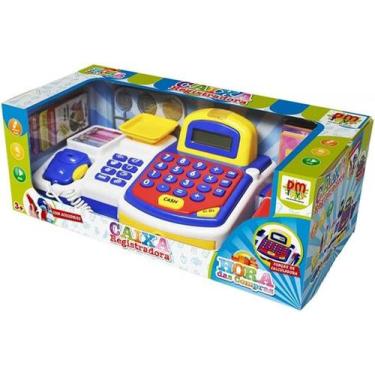 Imagem de Caixa registradora com luz som e acessorios azul - dm toys