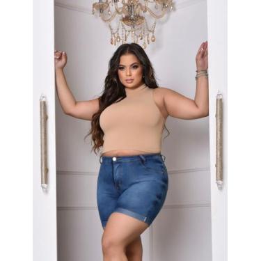 Imagem de Short e Bermuda Jeans  Plus size Feminina Lycra Elastano Empina Bumbum