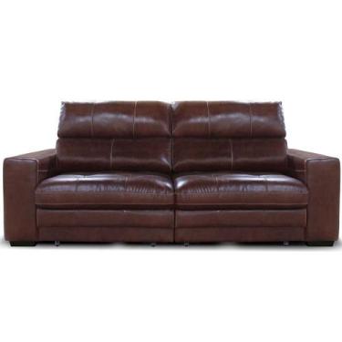Imagem de Sofá Naveen Retrátil Reclinável 2 Lugares Couro Mogno 250cm - 69967 - 
