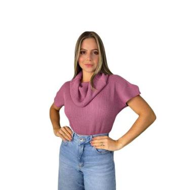 Imagem de Blusa Feminina Gola Alta Boba Tricot Inverno Manga Morcego - Calu Tric