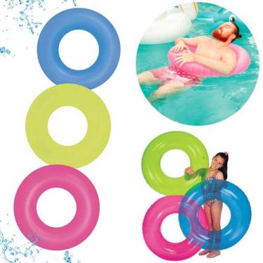 Imagem de Boia Inflável Neon 90cm P/ Piscina, Praia Ou Decoração - Mor, Azul