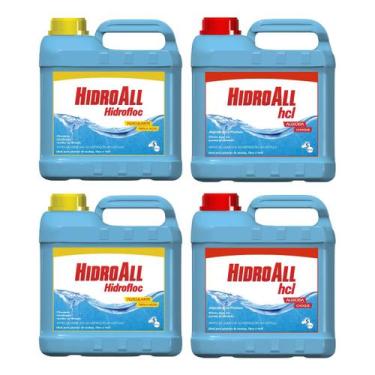 Imagem de Kit 2 Clarificante Hidrofloc E 2 Algicida Choque 5L Hidroall