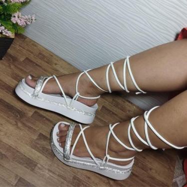 Imagem de Papete Gladiadora De Amarrar Plataforma Alta Sandália Feminina Ajustáv