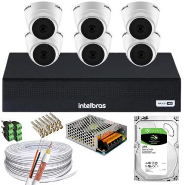 Imagem de Kit 6 Câmeras Intelbras 1220D mic Dvr 3008-C Canais Audio Som hd 3tb