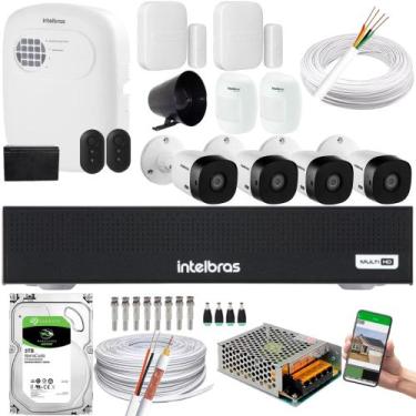Imagem de Kit Cftv 4 Câmeras 1220B Intelbras + kit Alarme+xas 4010+ivp 2000 + HD