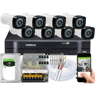 Imagem de Kit 8 Cameras Segurança Dvr MHDX Intelbras Full Hd 8ch c/hd