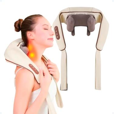Imagem de Massageador Elétrico Pescoço 6D Cervical Ombro Muscular Super Relaxante Portátil Recarregável Aparelho Alivia Dor Tensão Costas Compressão De Calor Alça De Apoiar E Prender
