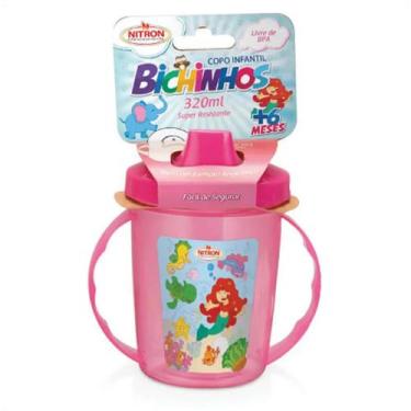 Imagem de Copo Infantil Com Alças E Bico 320ML Bichinhos 6 Meses Rosa - Nitron