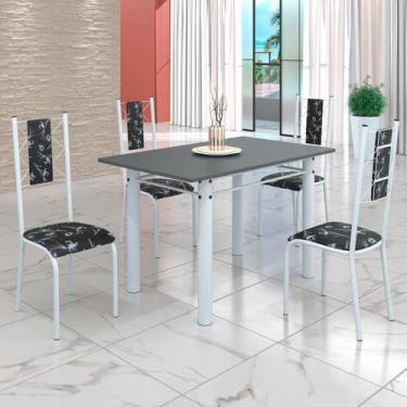Imagem de Conjunto Sala de Jantar Bahia Mesa Tubo 120x75cm Tampo Pedra com 4 Cad