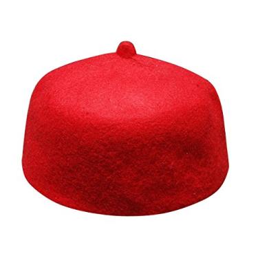 Imagem de TheKufi Red Wool Felt Hand-made Moroccan Fez-style Kufi Crown with Tip - Size L (23-inch / 56cm)