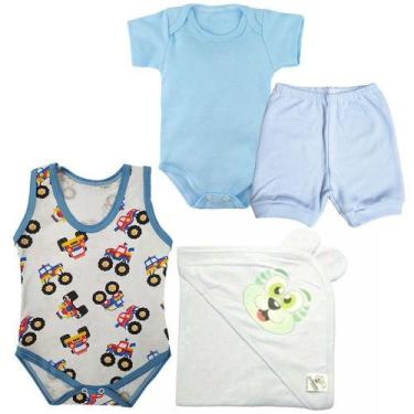 Imagem de Kit Banho 4Pç Roupinha De Bebê Masculino Feminino Presente - Koala Bab