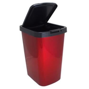 Imagem de Lixeira Prática 9 Litros Vermelha Click Label 25461 Arqplast, Vermelho
