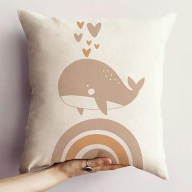 Imagem de Almofada Little Estampada 40x40cm Baleia Nude - FASTLAR