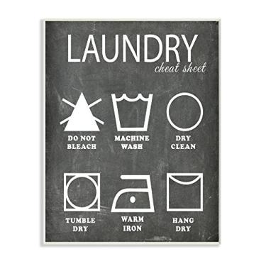 Imagem de Stupell Home Décor Placa de parede para decoração de lavanderia, ícones, aparência de giz, 25 x 0,5 x 38, feito com orgulho nos EUA