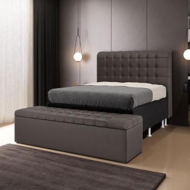 Imagem de Kit Cabeceira Dama 140 e Calçadeira Alpha A-011 Couro Artificial Marro