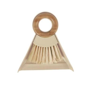 Imagem de Kit escova de bambu e pa pequeno para limpeza - oikos off white