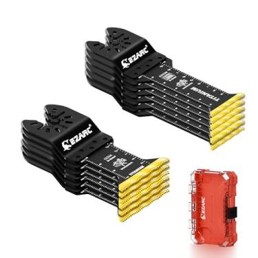 Imagem de EZARC Lâminas de serra oscilantes de titânio, comprimento padrão e lâminas multiferramentas oscilantes extralongas para metal, pregos de madeira, corte de parafusos, plástico, pacote com 12