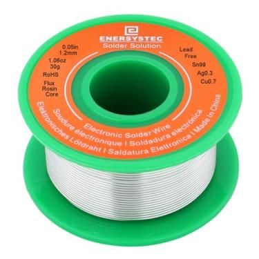 Imagem de Fio de solda sem chumbo, fio de solda eletrônico, fusão rápida, fácil para solda elétrica, fluxo de resina, núcleo de fluxo de resina 1,2 mm de diâmetro 0,05 solda de liga Sn99 Ag0,3 Cu0,7 sem chumbo