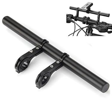 Imagem de XNX Extensor de guidão duplo para bicicleta de bicicleta, 30 cm, acessórios de suporte super longo de liga de alumínio, para suportes de bicicleta, unidades de GPS, faróis, lâmpada de luz, suporte de telefone, para calibre de 31,8 mm/25,4 mm