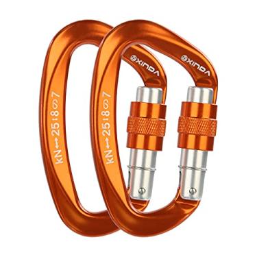 Imagem de XINDA – Bloqueio de mosquetão profissional para escalada, mosquetão resistente para escalada, montanhismo, rede, acampamento, equipamento externo, 2 pcs Orange