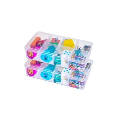 Imagem de Kit 2 Caixa Organizadora Transparente Com 7 Divisórias P Ref 488 - Usu