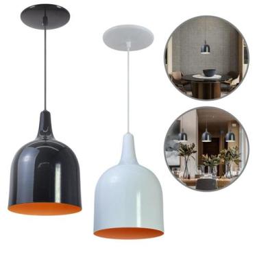 Imagem de Kit 2 Luminária Pendente Gota Com Interior Laranja Com Fiação 110/220v