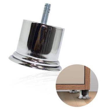 Imagem de 4 Unidades Pés Fixo De Sofá Cromado Metalizado 6cm x 5 cm - Gamplast