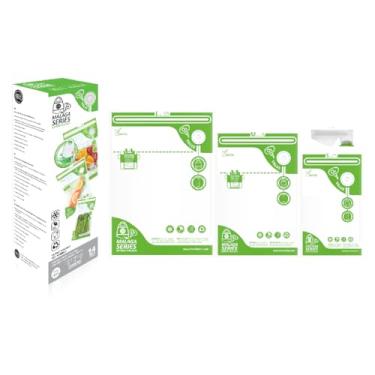 Imagem de Sacos de armazenamento de alimentos a vácuo reutilizáveis FOSA com zíper a vácuo Pacote com vários adaptadores, 4 x pequenos, 4 x médios, 6 x grandes, pacote com 14