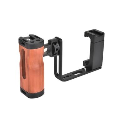 Imagem de Estabilizador de Gaiola de Vídeo para Telefone, Suporte Portátil para Vlog Com Braçadeira Ajustável de Aperto de Madeira para Smartphone para Gravar um Vídeo, Vlog