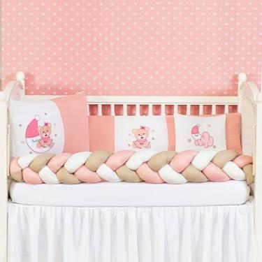 Imagem de Kit Protetor Berço Trança Completo 6 peças Ursinho Lua Principe Vários