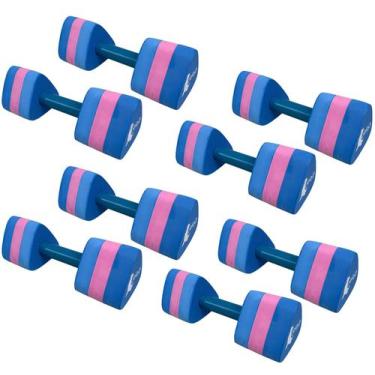Imagem de Kit 4 Pares Halteres Hidroginástica 100% EVA DF1092-R M Azul/Rosa Dafo