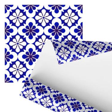 Imagem de Papel De Parede Adesivo Arabesco Flores Azul Branco 2,80m - PlimShop