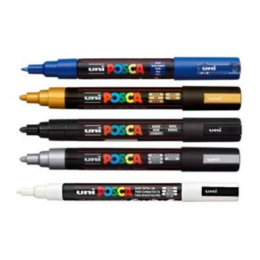 Imagem de Kit 5 Poscas PC-1M AZUL PC-3M BRANCA PC-5M PRETA PC-5M PRATA PC-5M OUR
