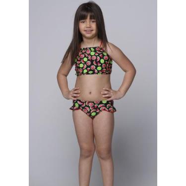 Imagem de Kit 5 Biquínis Vekyo Cropped Lavinia Infantil Estampado Amarração, G, 