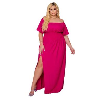 Imagem de Vestido Tamanho Grande Ciganhinha Com Fenda Lateral Plus Size Manga Go