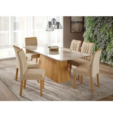 Imagem de Mesa para Sala De Jantar Helena 210 x 100 cm e 6 Cadeiras Juliana Wood