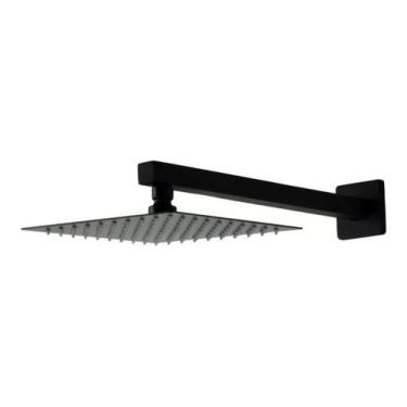 Imagem de Ducha Cromada Slim Quadrada 25x25cm. Inox Preto Fosco Black - Sollux