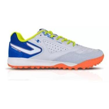 Imagem de Chuteira Society Topper Dominator Pro V - Branco/Azul-Unissex