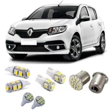 Imagem de Kit Lampada Led Renault Sandero Super Branca T10 Carro - Bluelions