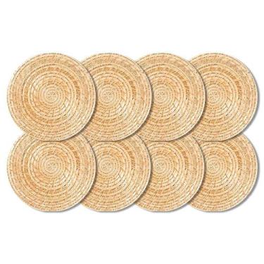 Imagem de Kit 8 Unidades Sousplat Redondo Natural Rattan 32Cm Rafimex