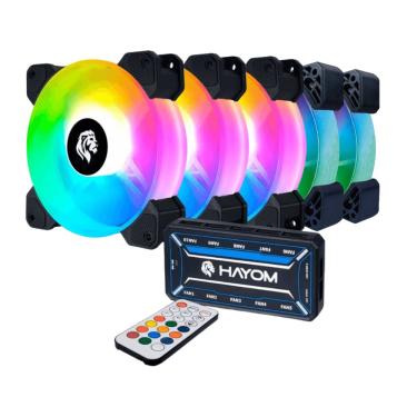 Imagem de Kit 5 Fans Hayom Led RGB 120mm C/ Controladora - FC1306