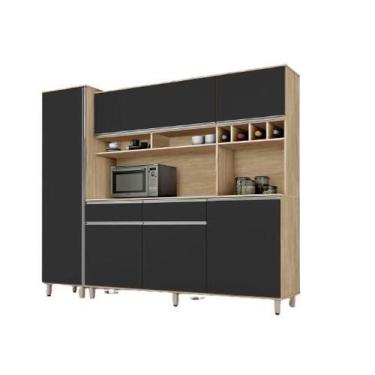 Imagem de Conjunto Jogo de Armário de Cozinha Completa Adega 6 Portas 2 Gavetas 