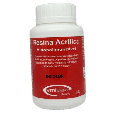 Imagem de Resina Acrílica Pó Incolor 80g Auto Odonto Consertos Prótese Triunfo
