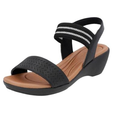 Imagem de Sandália Femina Anabela Baixa Conforto Facil Calce Usaflex