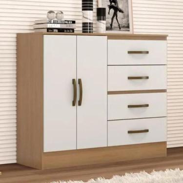 Imagem de Comoda 2 Portas 4 Gavetas Fartura Nature Off White - Mais de Casa